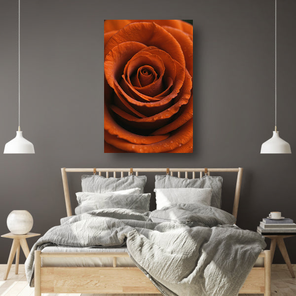Oranje roos met dauwdruppels close-up canvas
