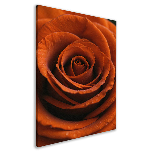Oranje roos met dauwdruppels close-up canvas