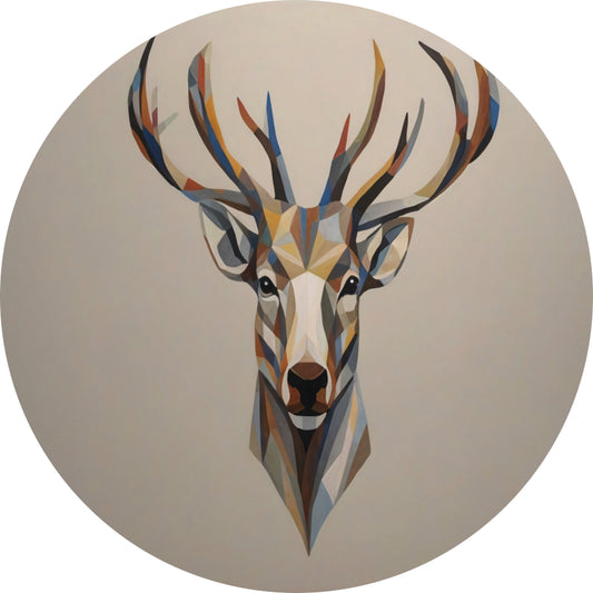 Geometrisch Minimalistisch Portret van een Hert aluminium muurcirkel