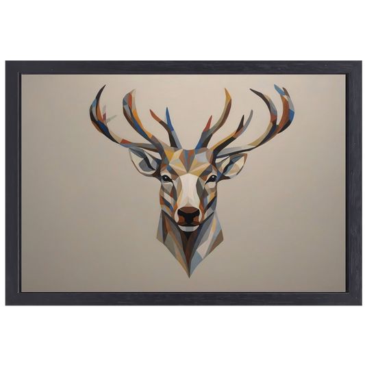 Geometrisch Minimalistisch Portret van een Hert canvas met baklijst