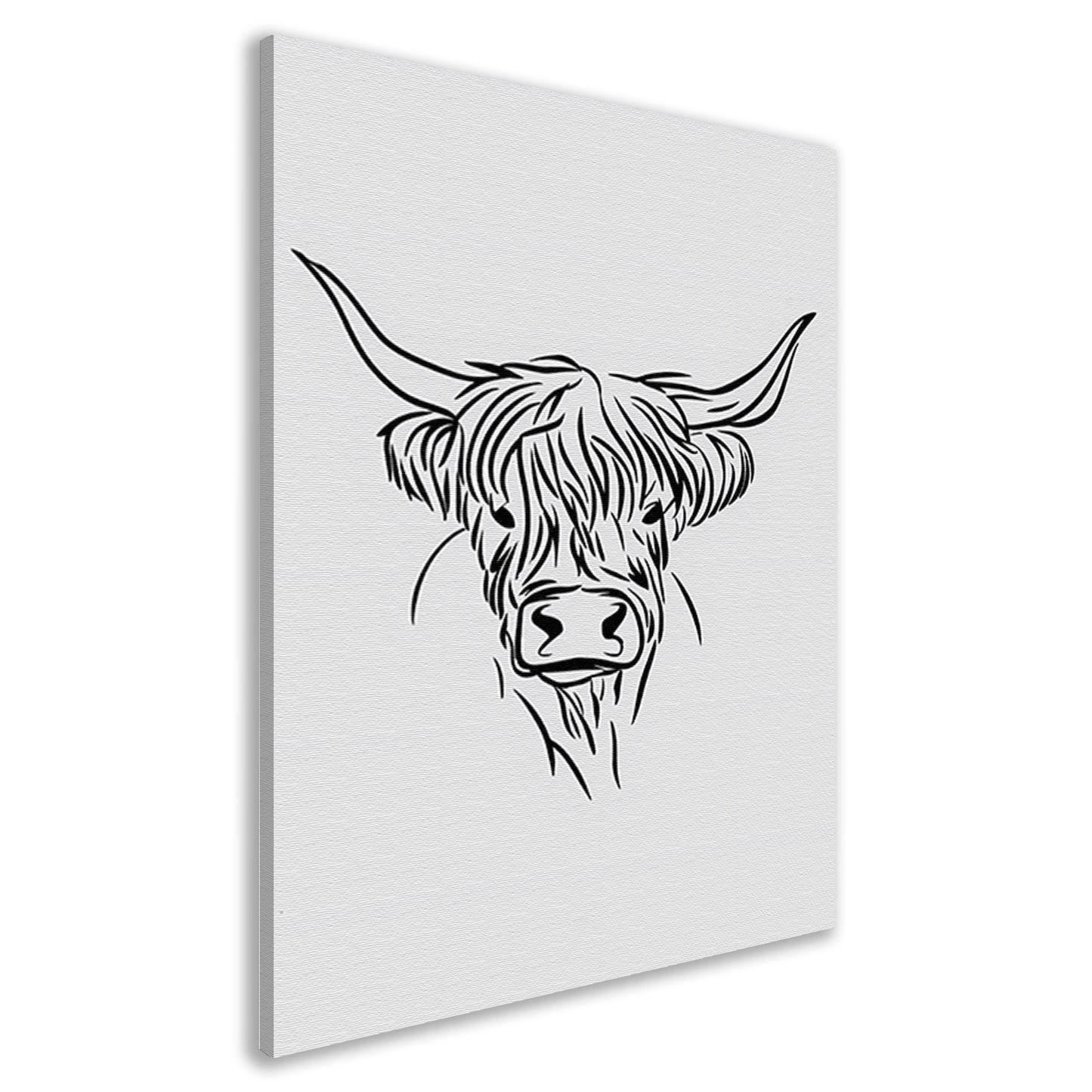 Minimalistische Schotse Hooglander in Zwart-Wit canvas