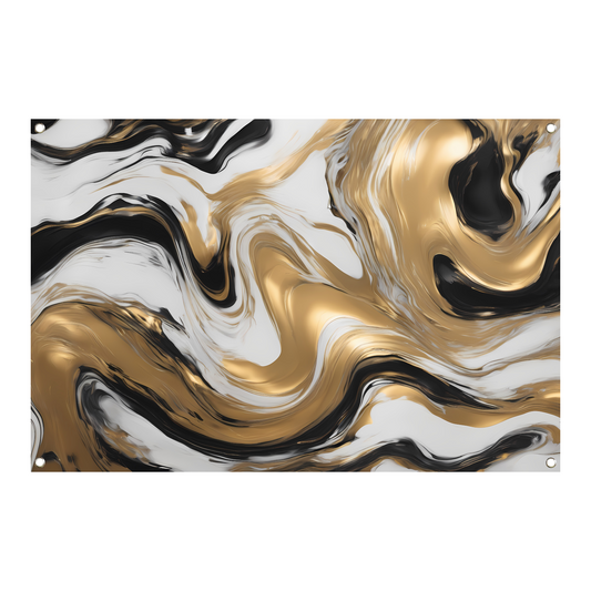 Dynamische Golvende Gouden Abstractie tuinposter