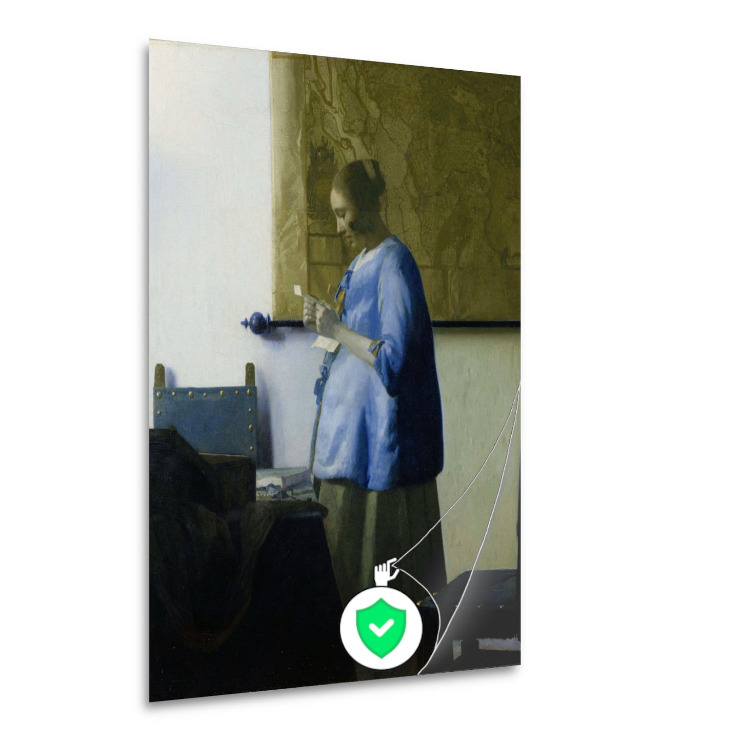 Vrouw in het blauw die een brief leest - Johannes Vermeer poster