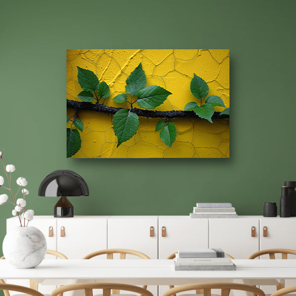 Minimalistisch tak op gele muur canvas