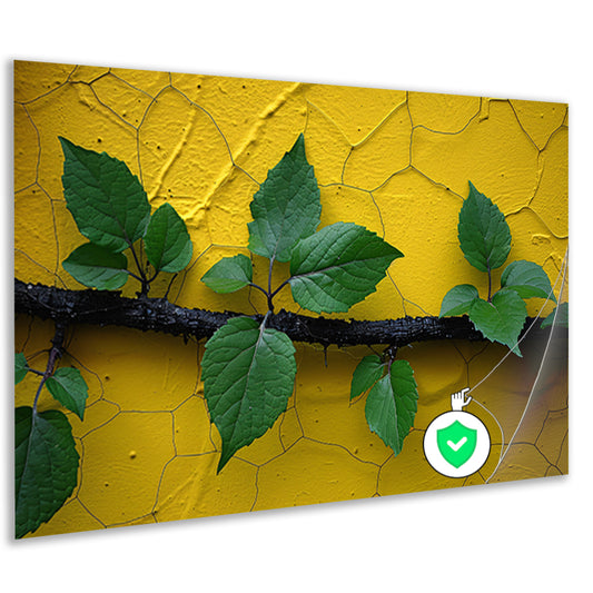 Minimalistisch tak op gele muur poster