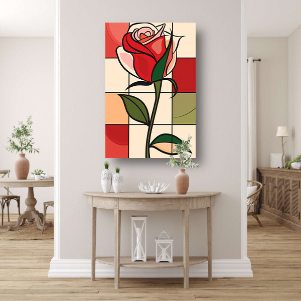 Kleurrijke abstracte roos kunstprint canvas