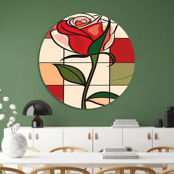 Kleurrijke abstracte roos kunstprint forex muurcirkel