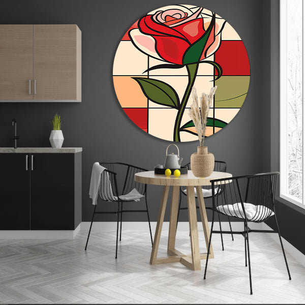 Kleurrijke abstracte roos kunstprint forex muurcirkel