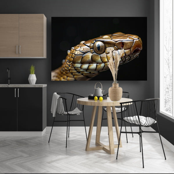 Slang met waterdruppels. canvas