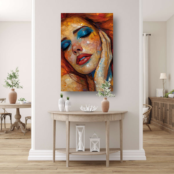 Kleurrijk Abstractie van een Vrouwelijk Gezicht canvas