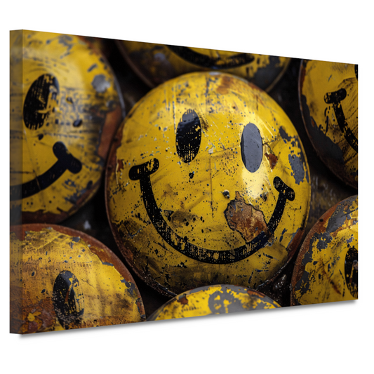 Gele Lachende Gezichten met Rustieke Charme canvas