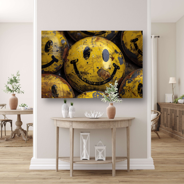 Gele Lachende Gezichten met Rustieke Charme acrylglas