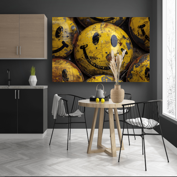 Gele Lachende Gezichten met Rustieke Charme canvas