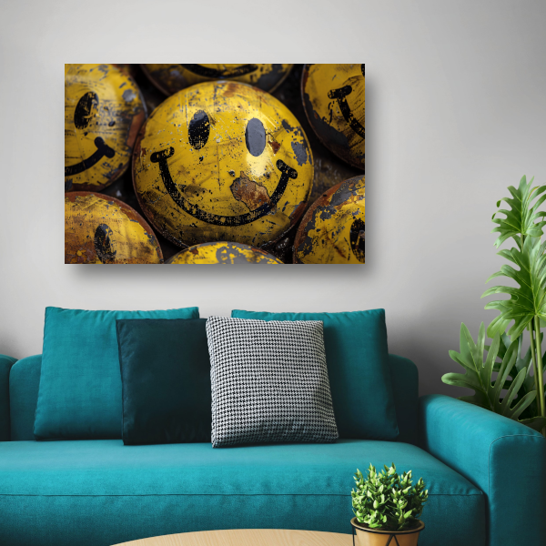Gele Lachende Gezichten met Rustieke Charme acrylglas