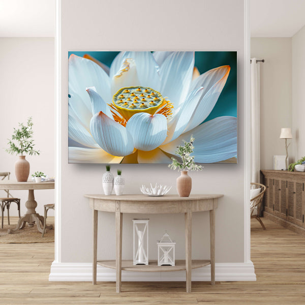 Close-up van bloeiende witte lotus acrylglas