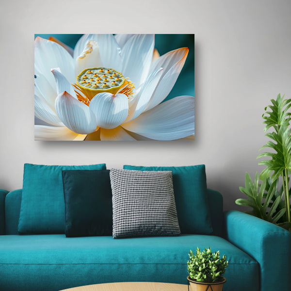 Close-up van bloeiende witte lotus acrylglas