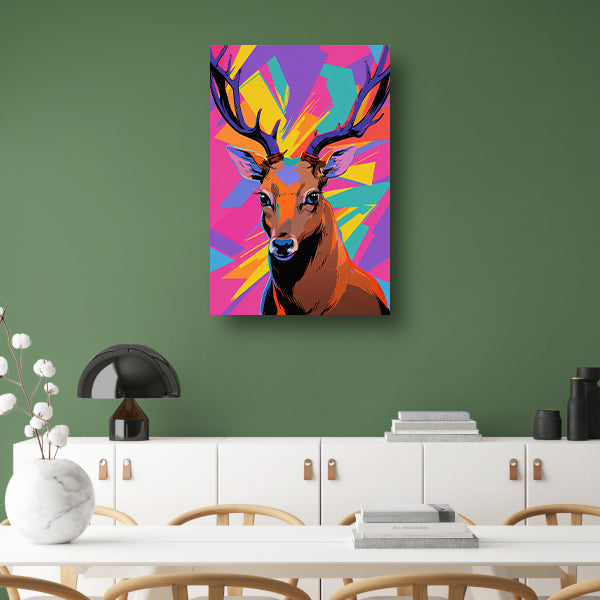 Kleurrijk hert in popart-stijl met abstracte achtergrond poster