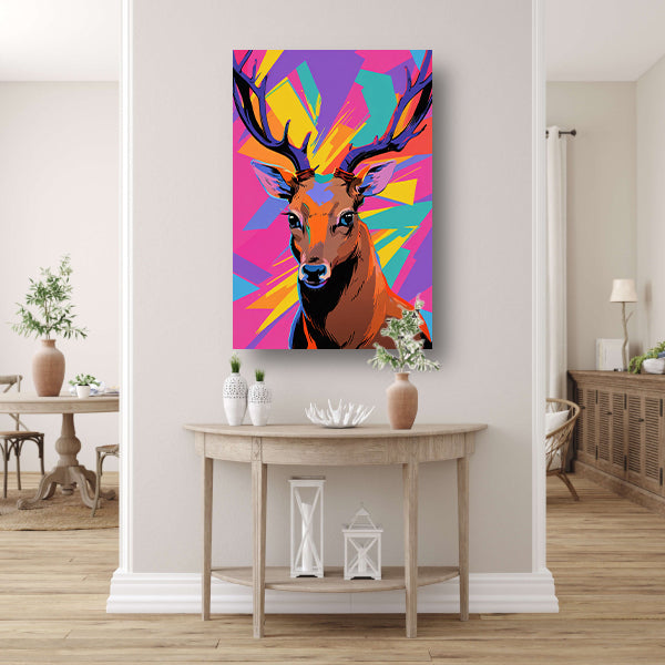 Kleurrijk hert in popart-stijl met abstracte achtergrond acrylglas
