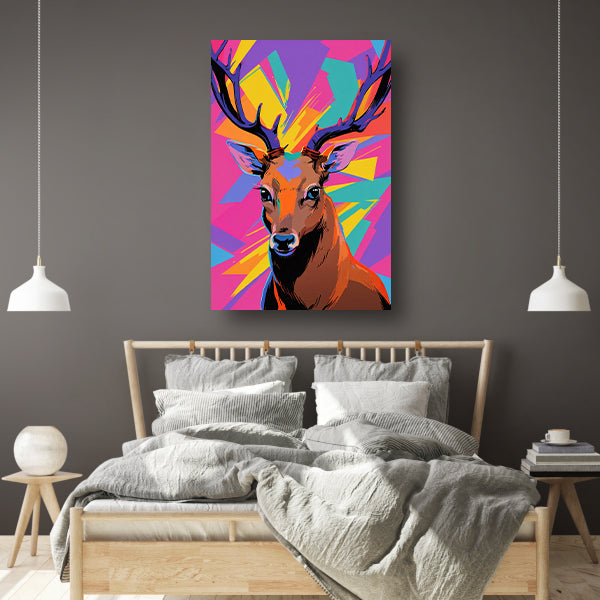 Kleurrijk hert in popart-stijl met abstracte achtergrond acrylglas