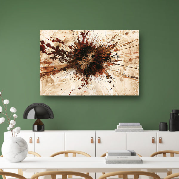 Dynamische abstracte verfexplosie in aardetinten poster