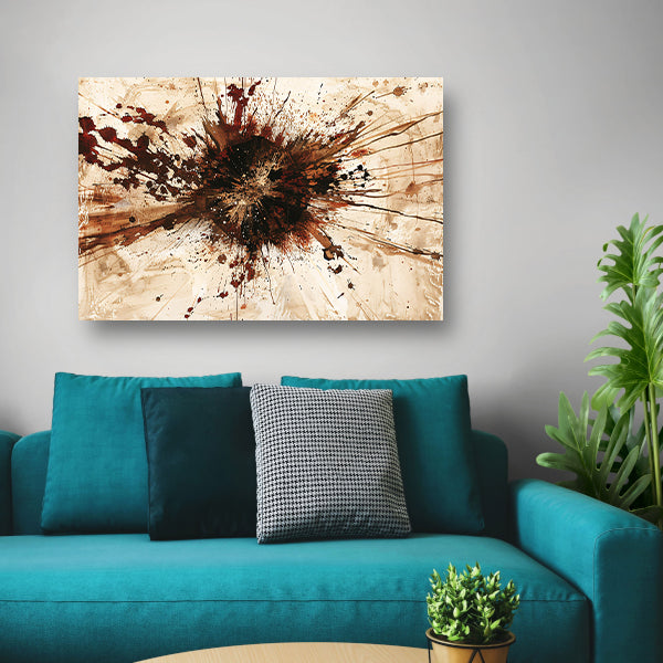 Dynamische abstracte verfexplosie in aardetinten poster