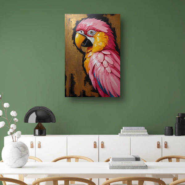 Gouden Glorie: Levendige Papegaai in Olieverf Acrylglas