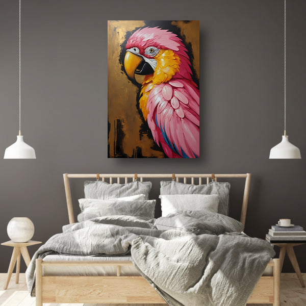 Gouden Glorie: Levendige Papegaai in Olieverf canvas