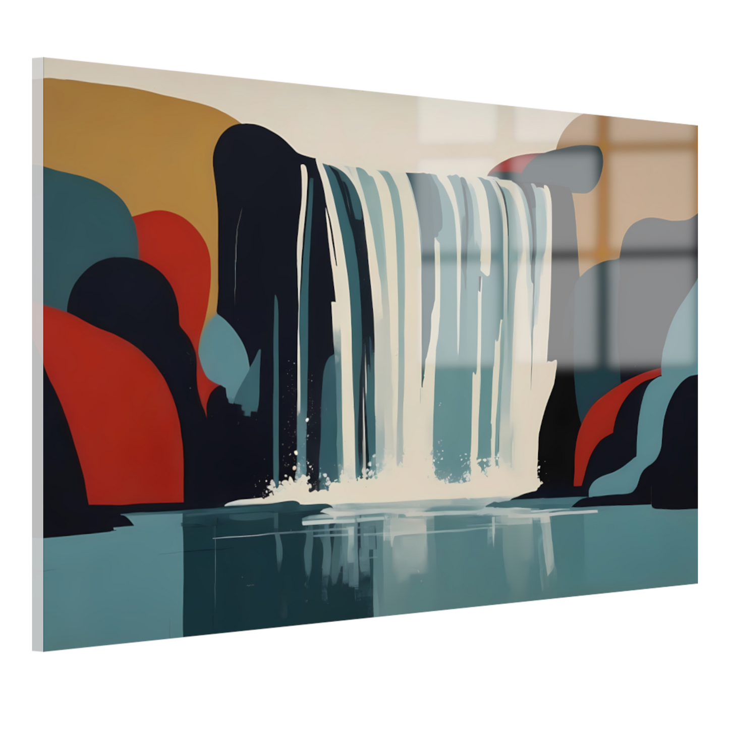 Serene Reflectie van een Abstracte Waterval acrylglas