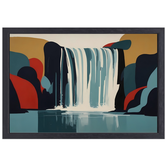 Serene Reflectie van een Abstracte Waterval canvas met baklijst