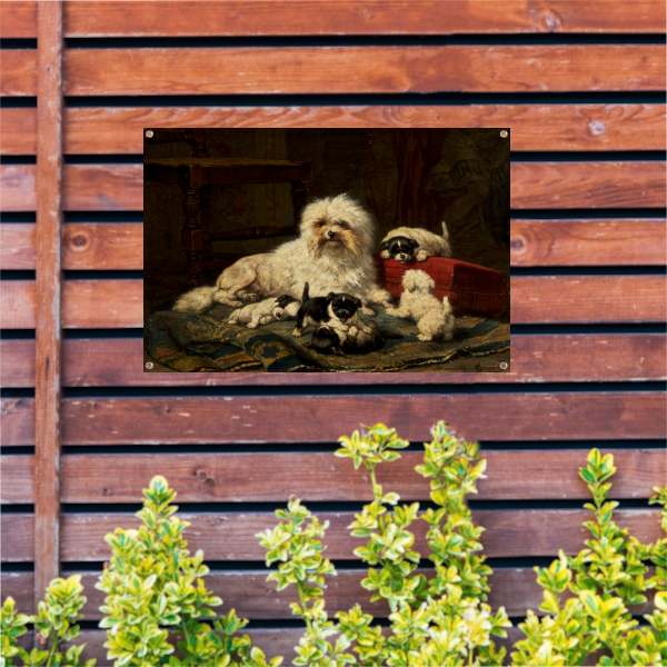Hond met vijf puppies - Henriëtte Ronner-Knip tuinposter