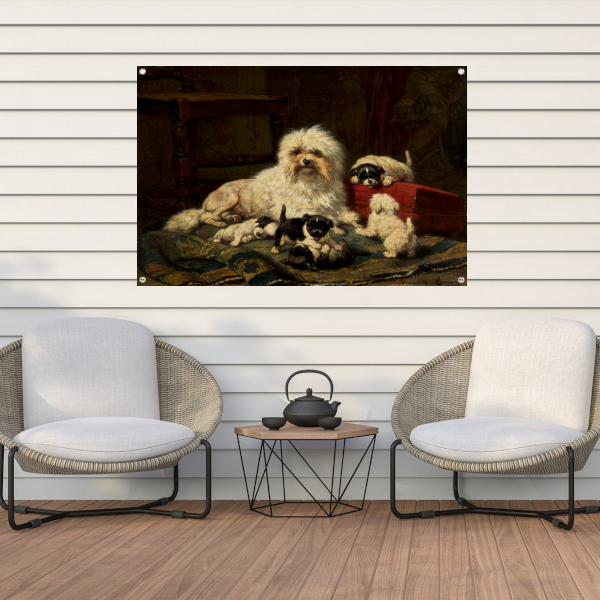 Hond met vijf puppies - Henriëtte Ronner-Knip tuinposter