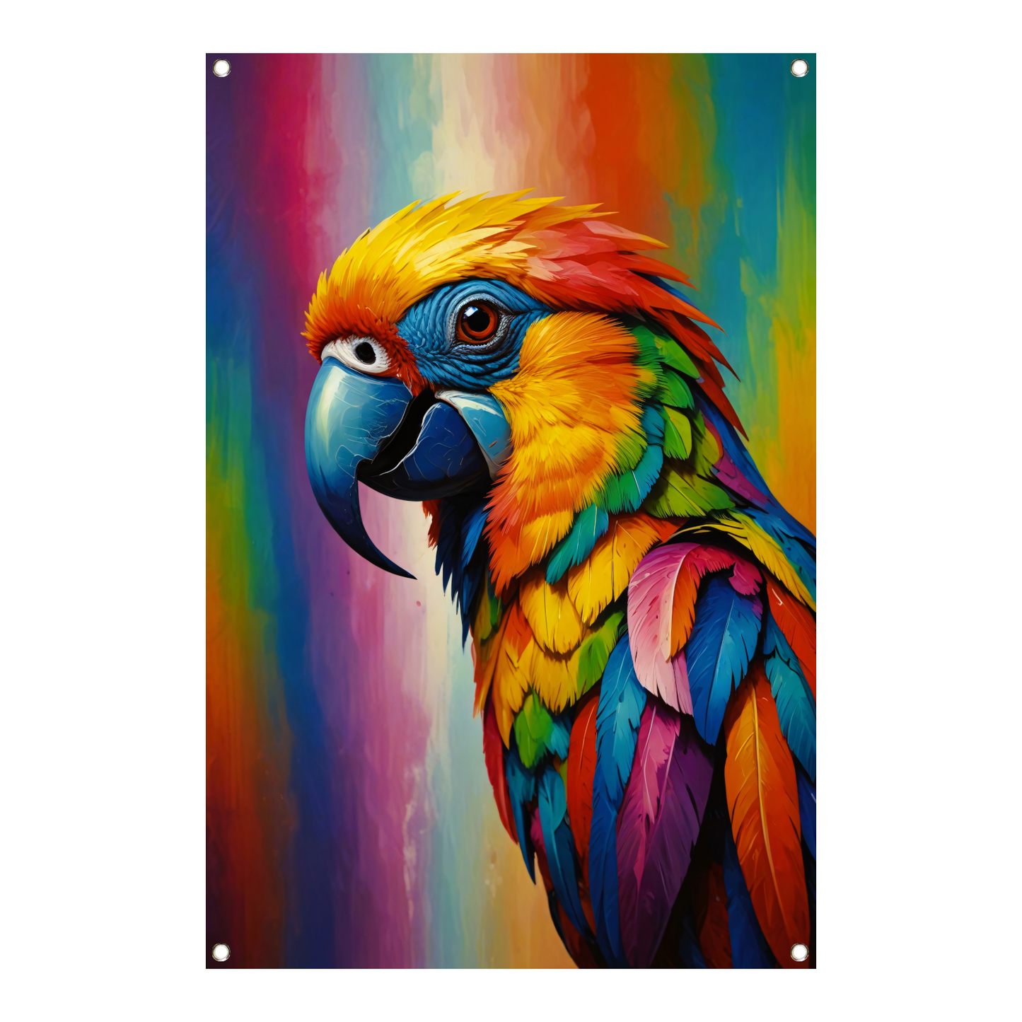 Moderne Papegaai in Kleurrijke Pracht tuinposter