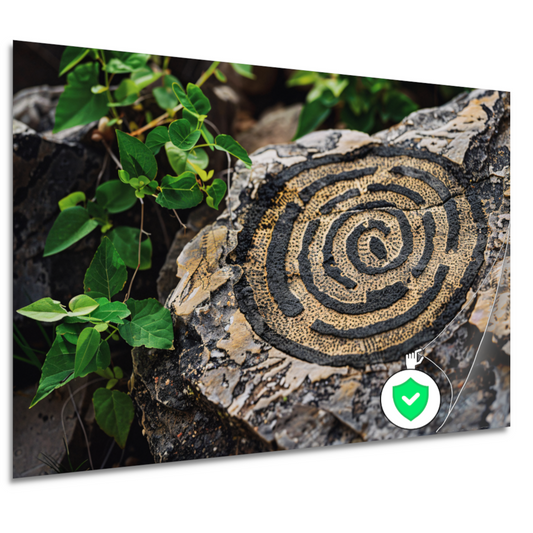 Minimalistische cirkel op steen poster