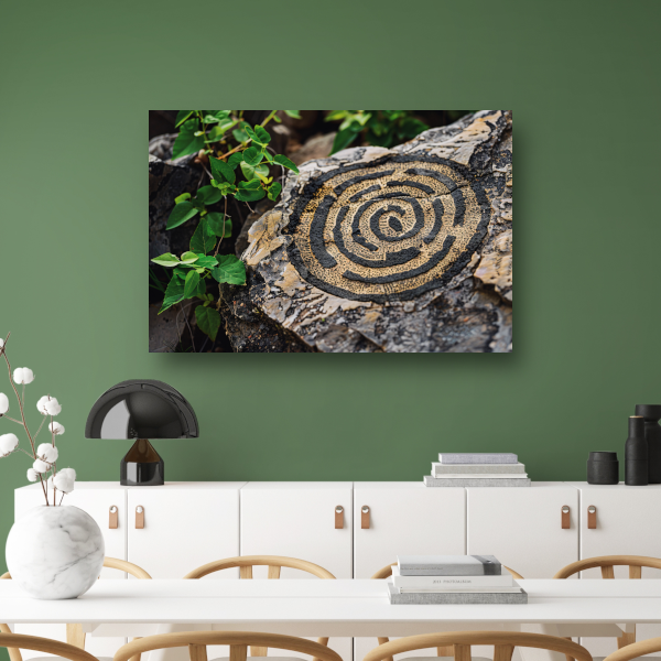 Minimalistische cirkel op steen canvas