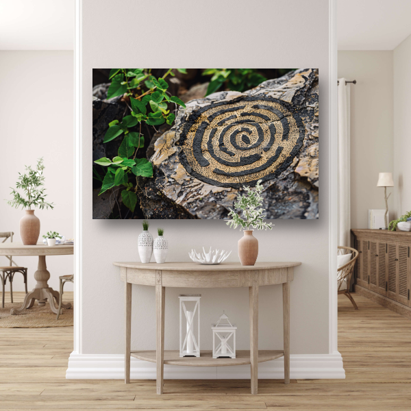 Minimalistische cirkel op steen canvas