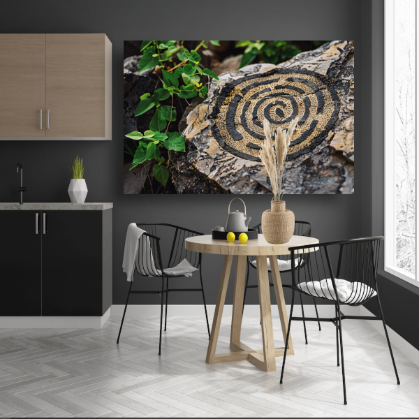 Minimalistische cirkel op steen canvas