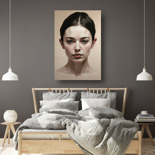 Serene Vrouw in Monochroom Portret canvas
