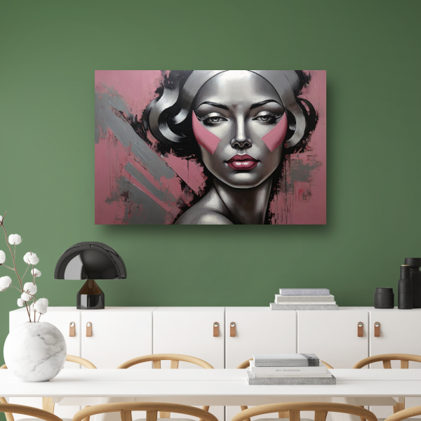 Abstracte Dame in Zilver en Roze Tinten acrylglas
