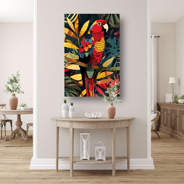 Kleurrijk Papegaai in Tropisch Paradijs canvas met baklijst