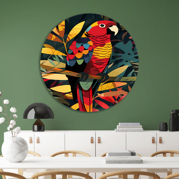 Kleurrijk Papegaai in Tropisch Paradijs forex muurcirkel