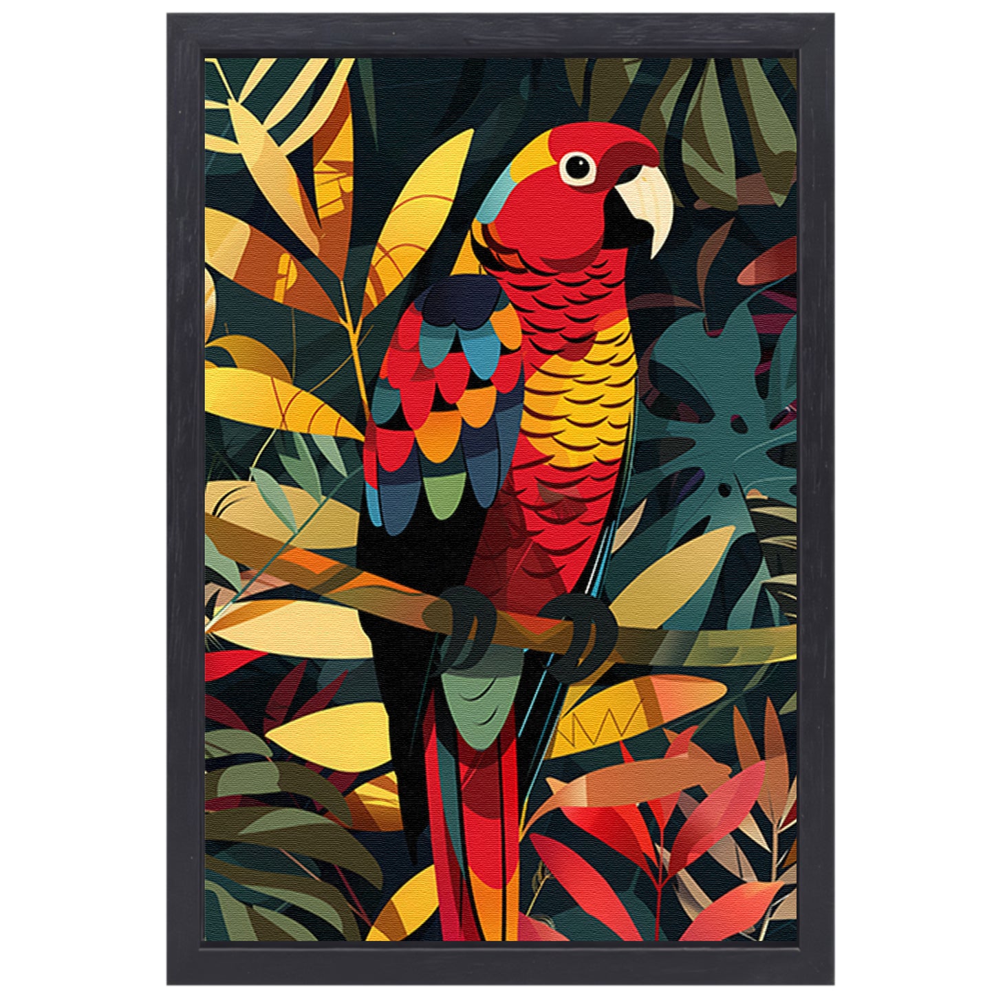 Kleurrijk Papegaai in Tropisch Paradijs canvas met baklijst