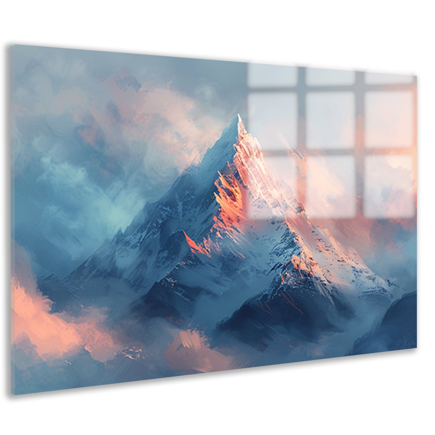 Digitale kunst van berg in ochtendlicht acrylglas