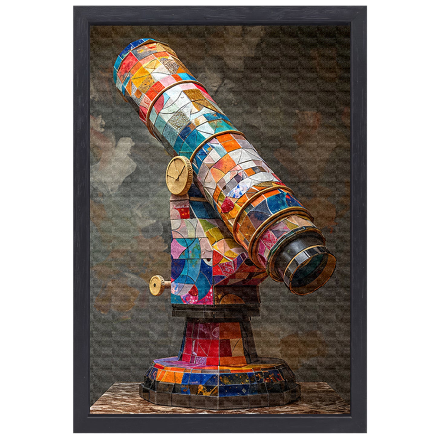 Kleurrijk Pop Art Telescoop op Statief canvas met baklijst