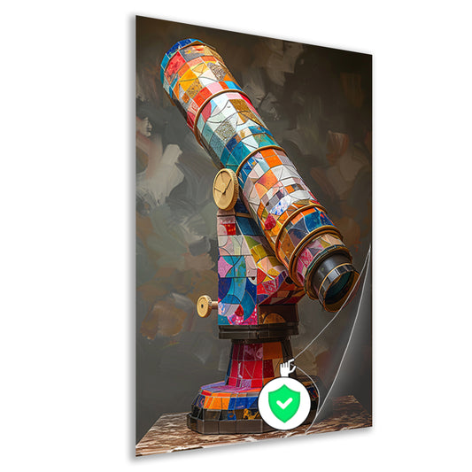 Kleurrijk Pop Art Telescoop op Statief poster