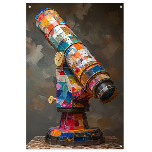 Kleurrijk Pop Art Telescoop op Statief tuinposter