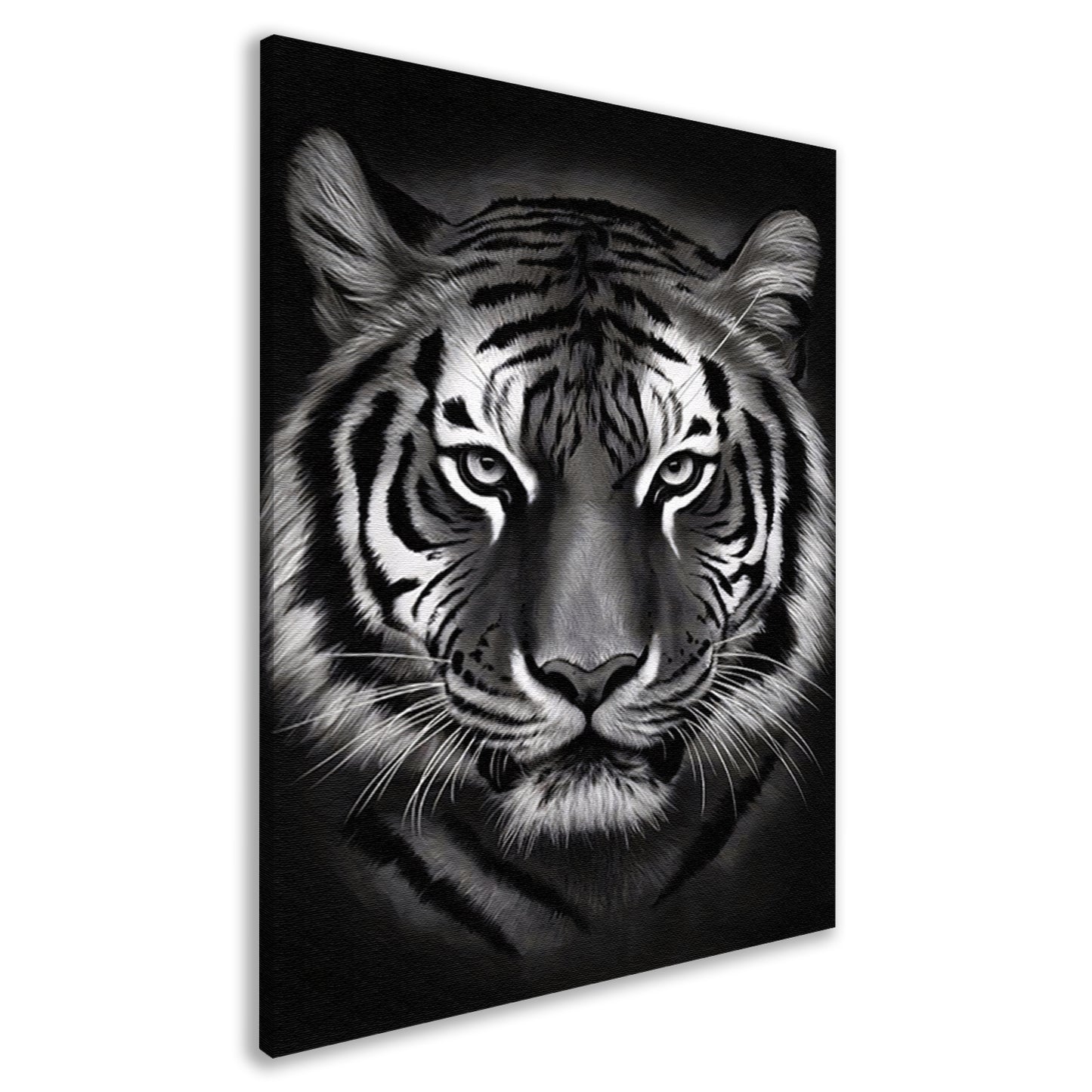 Monochroom Portret van een Majestueuze Tijger canvas