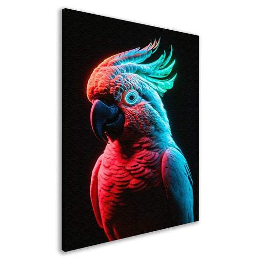 Futuristische neon papegaai in levendige kleuren canvas
