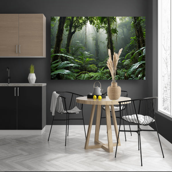 Betoverend tropisch regenwoud in ochtendlicht poster