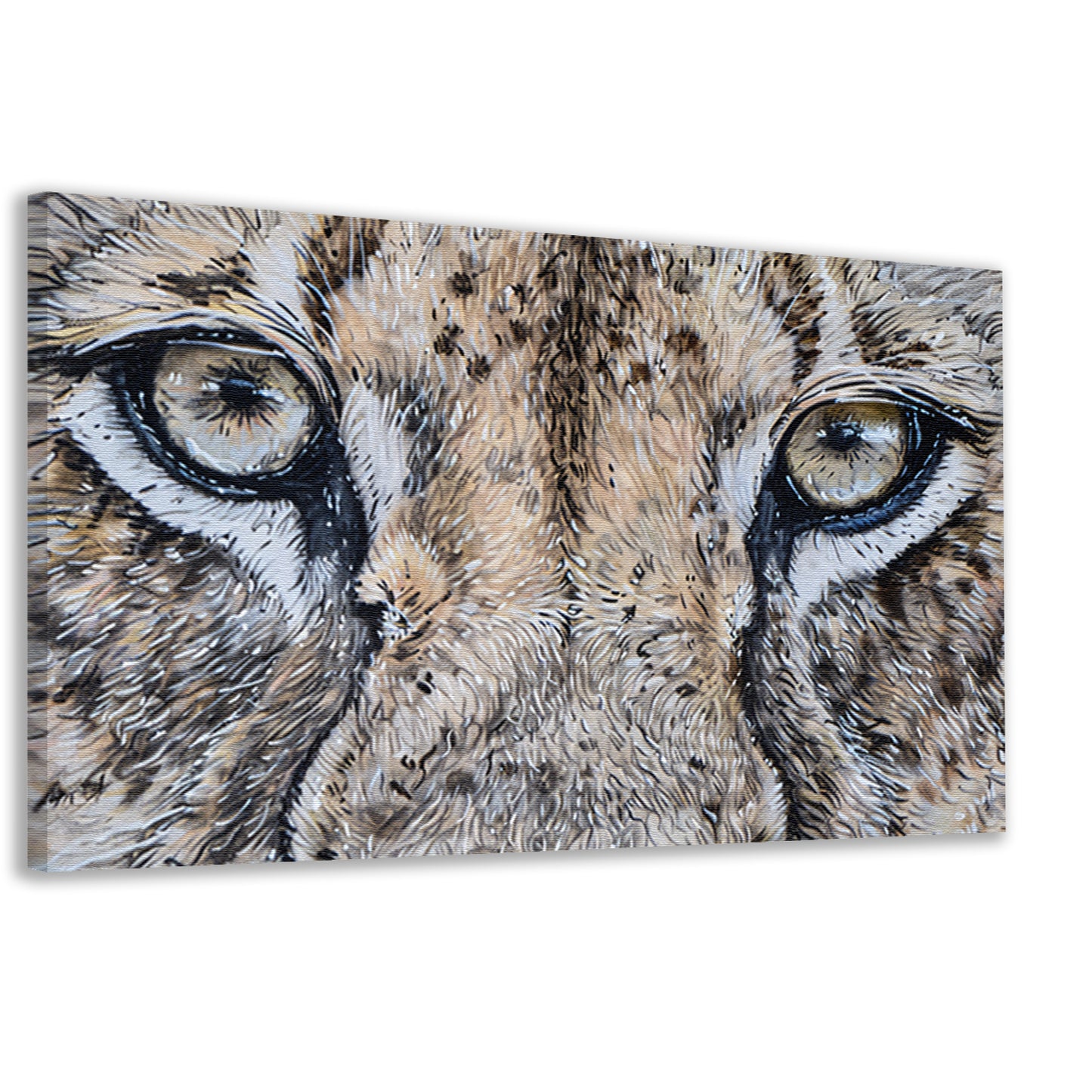 Surrealistische close-up van leeuwenogen schilderij canvas