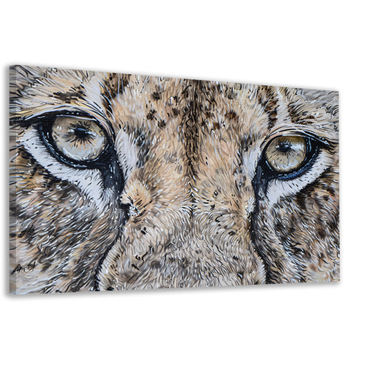 Surrealistische close-up van leeuwenogen schilderij canvas